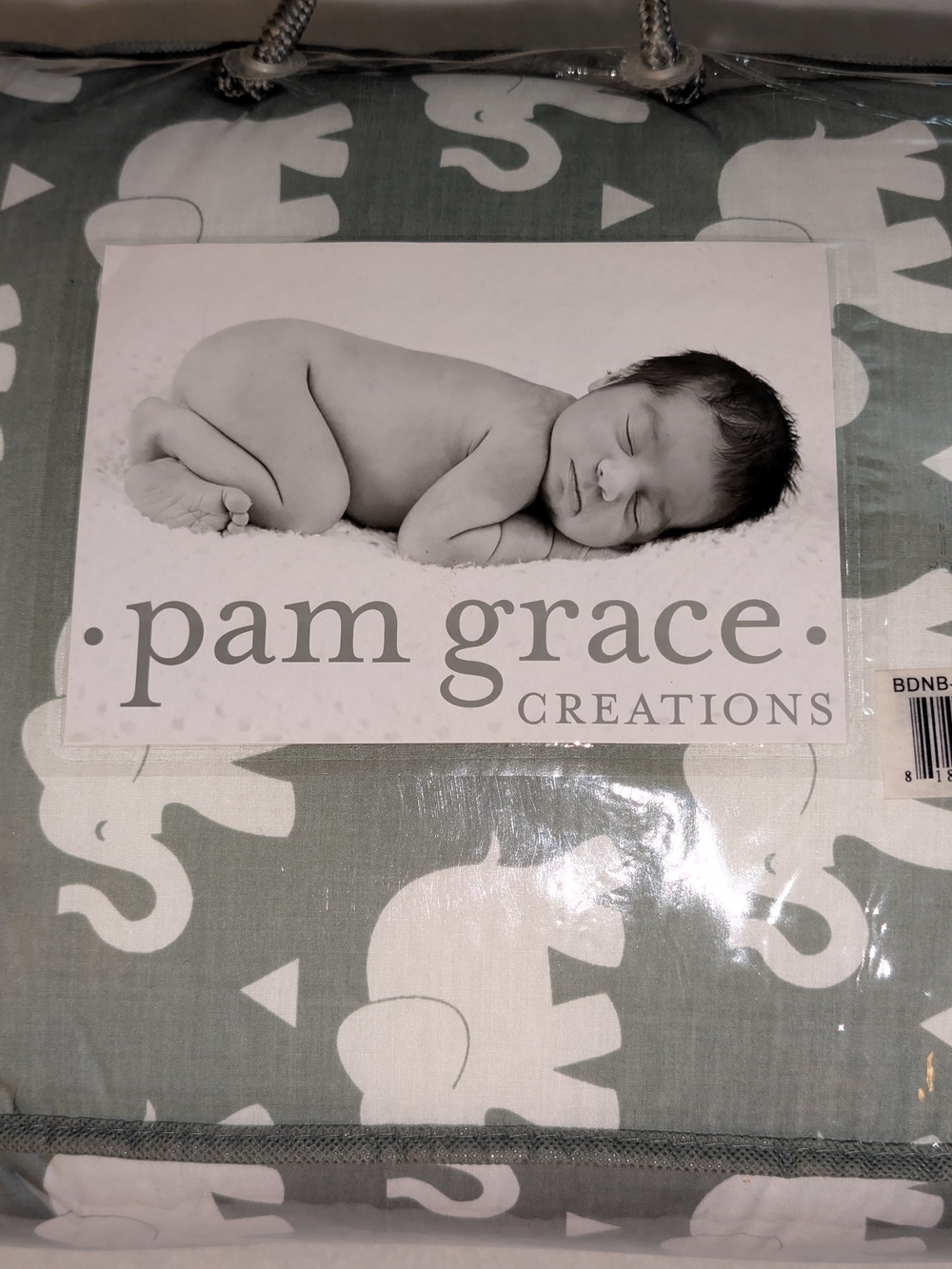 Pam Grace Creations Elephant 6-Piece Crib Bedding Set Gray White NEW